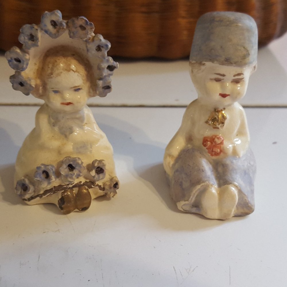Antique 1950's Girl and Boy Figurines